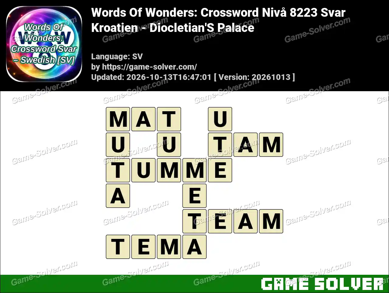 Words Of Wonders: Crossword Nivå 8223 Svar – Kroatien – Diocletian’S Palace